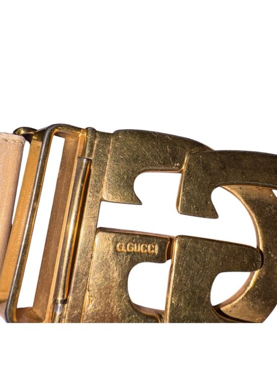 Gucci Leather Belt Double G Buckle Women’s size 80 US 26/4 Italy Vintage